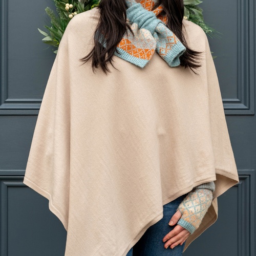 Oatmeal Recycled Blend Poncho by Peace of Mind